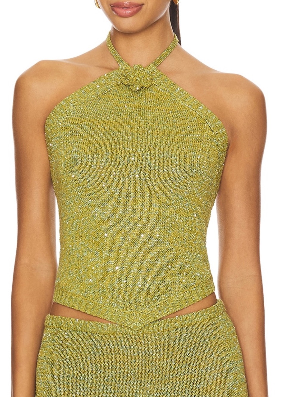 Teresa Scarf Top- Olive Oil Sequin